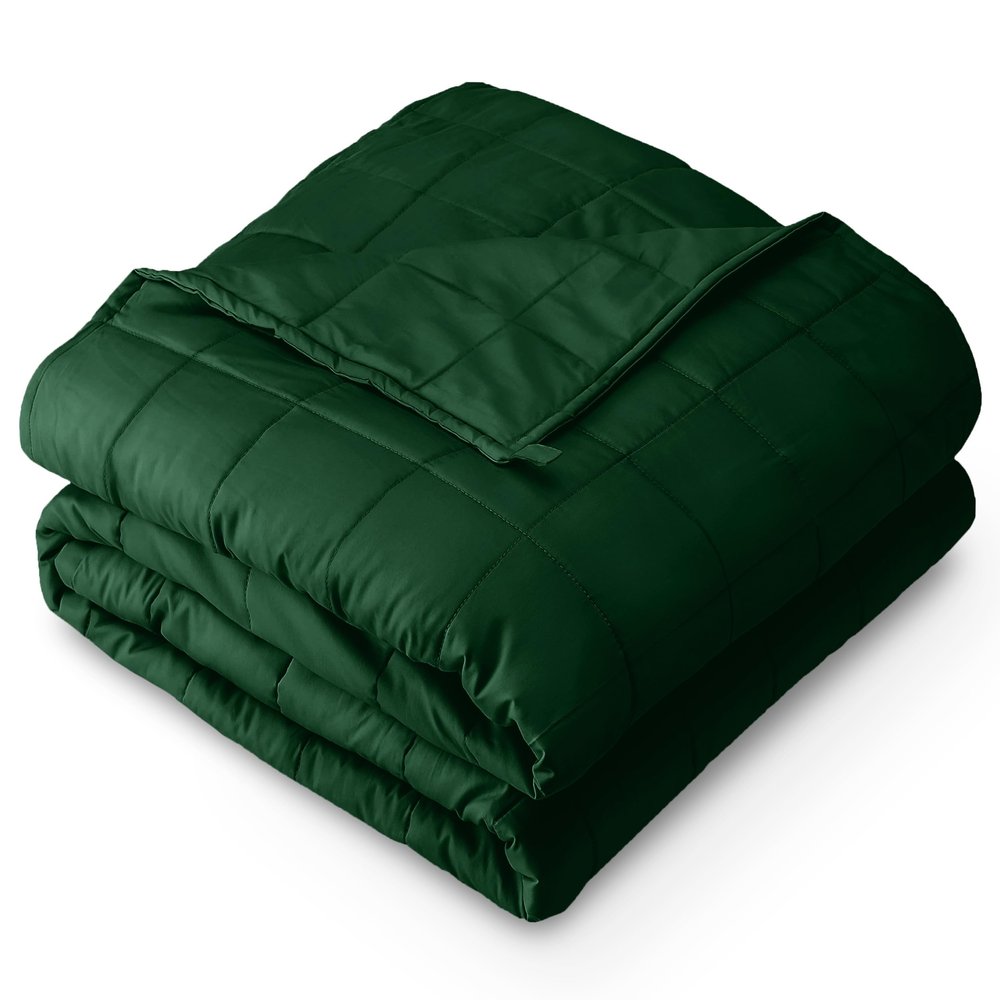Bare Home Weighted Blanket All-Natural 100% Cotton with Nontoxic Glass Beads 40"x60" 10lbs, Green