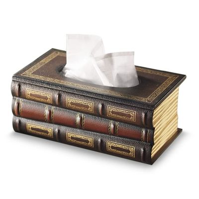 Bibliophiles Book Tissue Dispenser | Covers Standard Box | Facial Tissues Holder | Office, Living Room, Bedroom, Bathroom