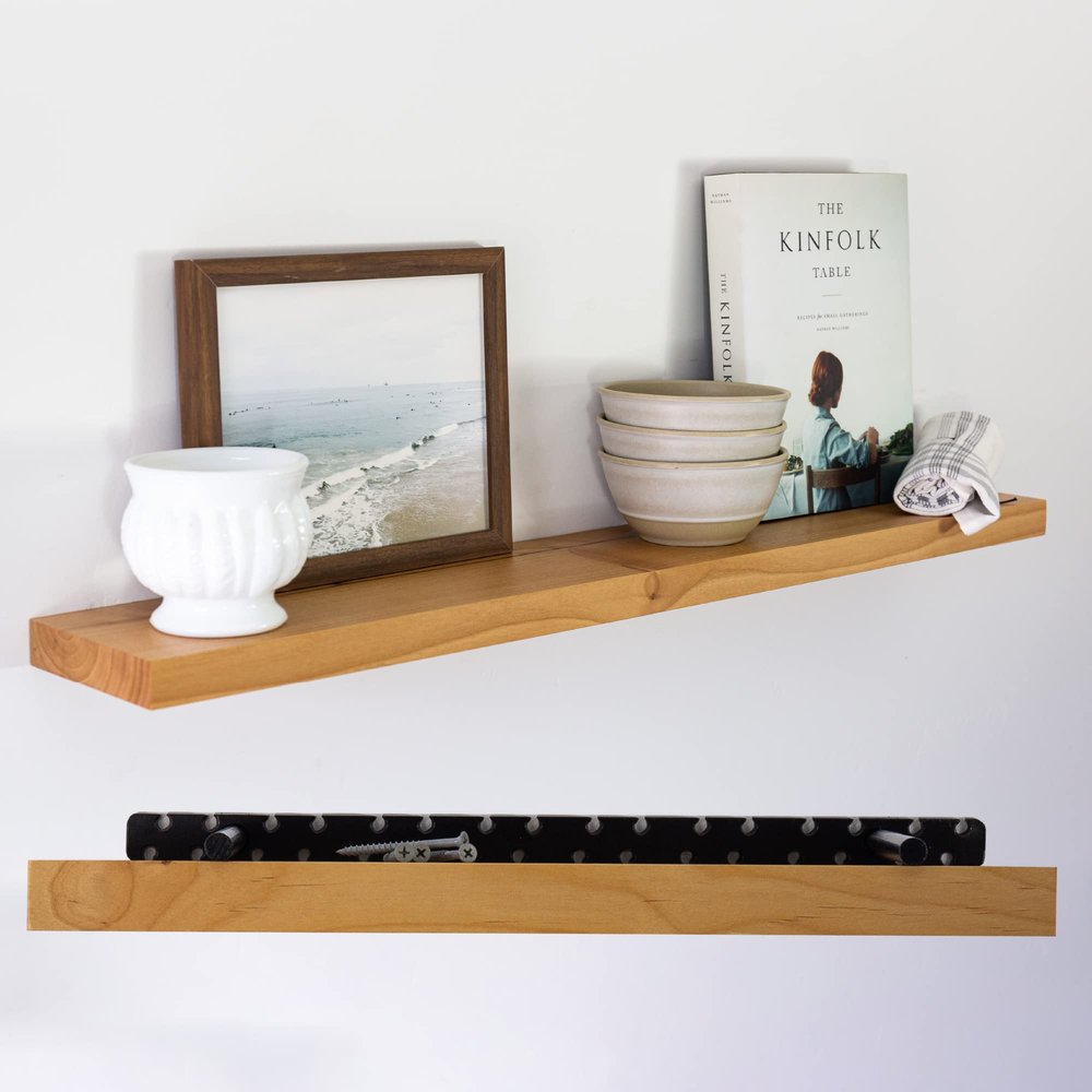 UltraShelf Solid Wood Floating Shelf for Wall Decor, Alder, 36" Long x 6" Deep