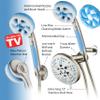 Hotel Spa 5-in-1 Aquassage, High Pressure 76-mode Shower Head, Combo, Hand Shower, Body Brush & Hair Brush in One With Two Brackets, Extra-long 6 foot Stainless Steel Hose & Brush Head Holder view 3