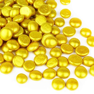CYS EXCEL Gold Glass Gemstone Beads Vase Fillers (6 LBS) Flat Marble Beads Multiple Color Choices Aquarium Decor Rocks Floral Stones Decorative Mosaic Glass Gem Pebbles