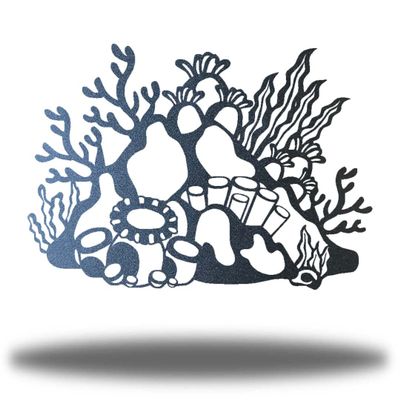 Riverside Designs Coral Reef | Coastal Metal Wall Art Steel Home Decor | Made in USA | Multiple Colors and Sizes (Black, 24")