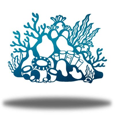 Riverside Designs Coral Reef | Coastal Metal Wall Art Steel Home Decor | Made in USA | Multiple Colors and Sizes (Teal, 30")