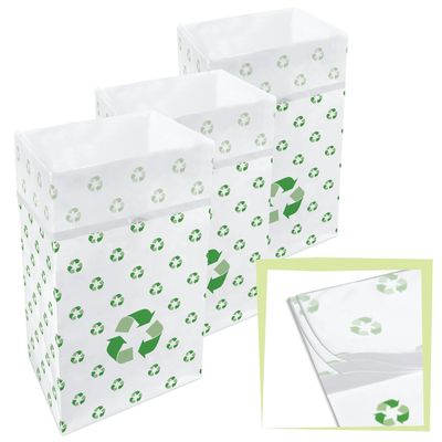 Clean Cubes 30 Gallon Disposable Pop-Up Trash Cans (3-Pack, Multi-Liner) with Fitted Bags  Foldable Garbage & Recycling Bins for Parties, Events & Kitchen (Recycle 30" H x 14" W x 17" D)