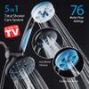 Hotel Spa 5-in-1 Aquassage High Pressure 76-mode Shower Head, Combo, Hand Shower, Body Brush & Hair Brush in One With Two Brackets, Extra-long 6 foot Stainless Steel Hose & Brush Head Holder view 2