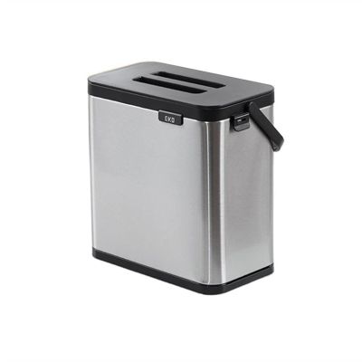 TOMYEUS Bathroom Trash Can 3L Kitchen Trash Can Wall Mounted Stainless Steel Desktop Cabinet Door Trash Storage Bucket Small with Cover Waste Bin
