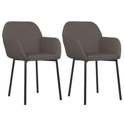 vidaXL 2 pcs Dining Chairs in Dark Gray - Velvet Upholstered, Modern Design, Foam-Filled for Ultimate Comfort, Duarable Metal and Plywood Construction