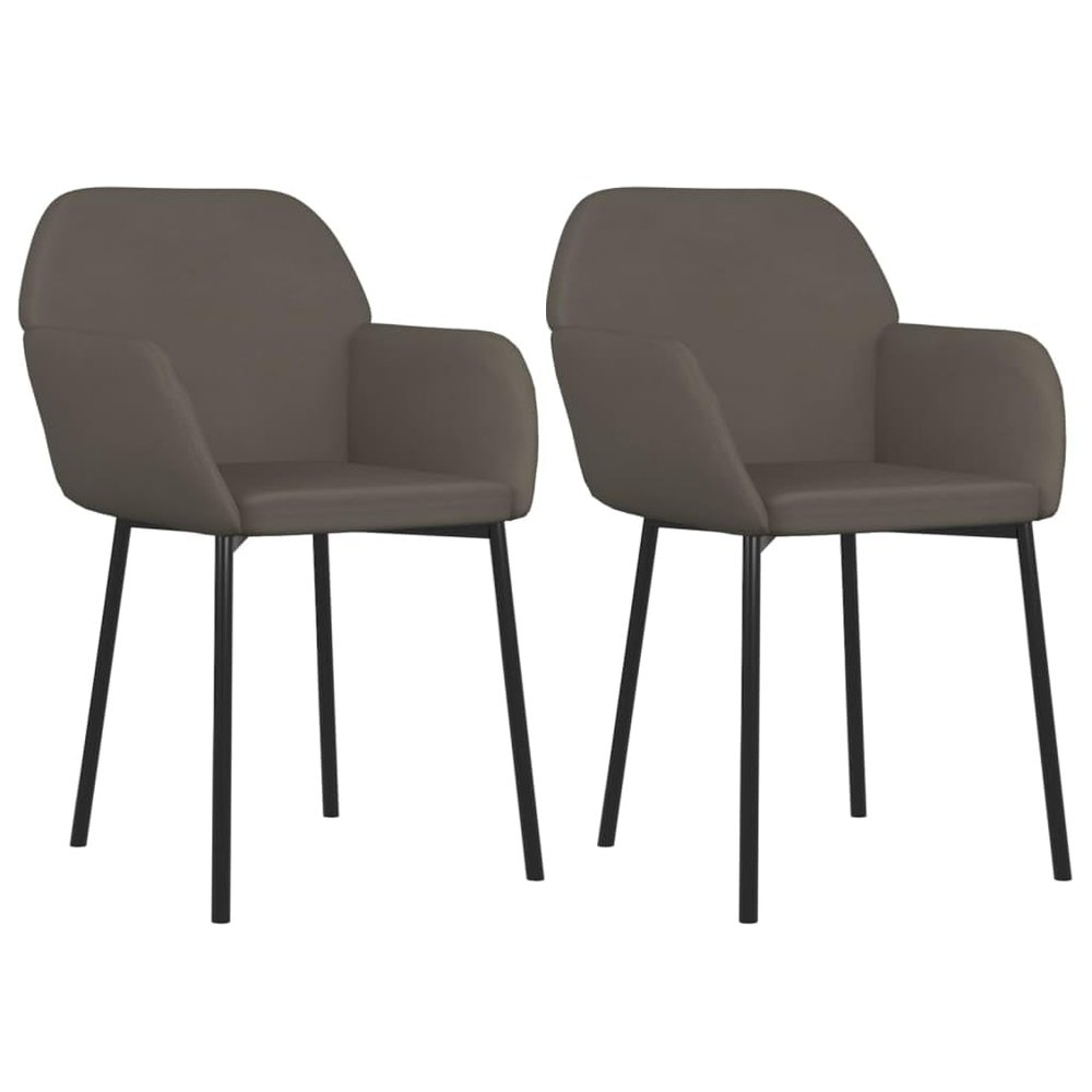 vidaXL 2 pcs Dining Chairs in Dark Gray - Velvet Upholstered, Modern Design, Foam-Filled for Ultimate Comfort, Duarable Metal and Plywood Construction