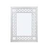 Benjara 40 Inch Ornate Wood Mirror, Portrait, Round Cut Out Design, White view 1