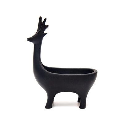 BOOMLATU Creative Resin Deer Statues Jewelry Tray Key Tray Organizer for Entryway,Table, Home,Bar and Office (Black)