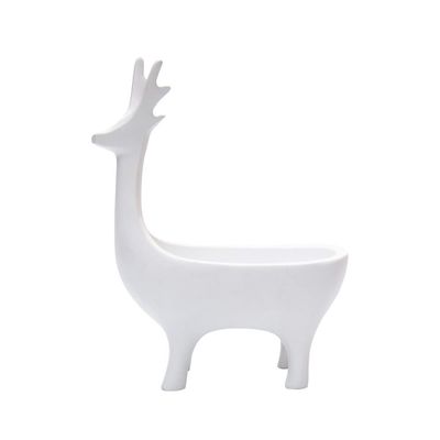 BOOMLATU Creative Resin Deer Statues Jewelry Tray Key Tray Organizer for Entryway,Table, Home,Bar and Office (White)