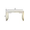 Benjara San 50 Inch Textured Vanity Desk with Round Mirror, Sled Base, White and Gold view 3