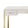Benjara San 50 Inch Textured Vanity Desk with Round Mirror, Sled Base, White and Gold view 4