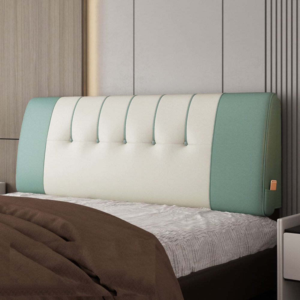 Leather Headboard Backrest Reading Pillow Large Back Support Pillow for Sitting Up in Bed Rest Wedge Pillow with Removable Upholstered Cover,C,with headboard 74.8"/190cm