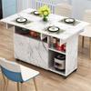 NIUYAO Folding Dining Table, Versatile Rectangular Drop Leaf Table with 4 Wheels 5 Storage Racks Space Saving for Dining Room Kitchen Leisure Coffee Table -White 51" L x 27.5" W x 29.5" H view 1