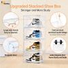 Amllas 8 Pack Shoe Boxes Clear Plastic Stackable, Large Shoe Storage Organizer with Lids,Drop Side Shoe Containers for Entryway,Sneaker Storage Fit up to US Size 13 (13x 10.6x 8.3) view 3