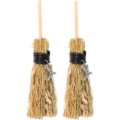 GANAZONO 2pcs Broom Pendant Halloween Broom Crafts for Home Decor Unique Retro Style Charms for Seasonal Scene Layout