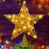 DULEFUN 11.8 Inch LED Star Tree Topper - Gold Metal Ornament with 20 Lights for Christmas Tree Decoration New Year Holiday Decor view 1
