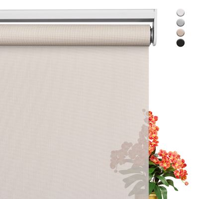 Sulugood Light Filtering Blinds for Windows Cordless 5% Openness Solar Fabric Roller Shades Sheer and Glare Reduce Window Shades for Home Door Living Room Beige,46" W x 52" H