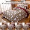100% Cotton Bohemian Quilt Set Queen Size Vintage Elephant Pattern Bedding Luxury Flower Quilt Lightweight Reversible Bedspread Coverlets All Season Bed Set,1Quilt 2 Pillow Shams view 4