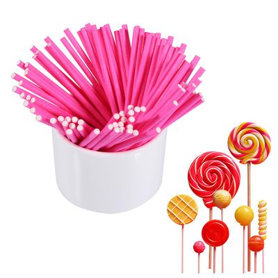 Cake Pop Stick, 100Pcs 4 inch Lollipop Sticks Pink Lolly Candy Stick Treat Stick for Cakepop Hard Candy Suckers Chocolate