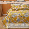 3-Piece Floral Print Queen Size Quilt Set (90" X 98") Vibrant and Bright Bohemian Cotton Quilt Set Reversible Patchwork Bedspread Coverlet Queen Size Bed Cover,A,Queen(90"98" view 2