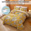 3-Piece Floral Print Queen Size Quilt Set (90" X 98") Vibrant and Bright Bohemian Cotton Quilt Set Reversible Patchwork Bedspread Coverlet Queen Size Bed Cover,A,Queen(90"98" view 3