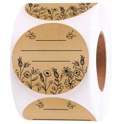 BATTOO 2 Inch Kraft Jar Labels, 500 Pcs Farmhouse Stickers, Perfect for Mason Jars, Organizing, Gift Tags, Pantry Storage