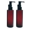 100ml Glass Oil Pump Bottle 2 Pack, Lockable Refillable Empty Dispenser Bottles for Massage Oil, Makeup Remover, Lotion, Essential Oil, Leak-Proof Dark Red Frosted Glass view 1