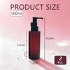 100ml Glass Oil Pump Bottle 2 Pack, Lockable Refillable Empty Dispenser Bottles for Massage Oil, Makeup Remover, Lotion, Essential Oil, Leak-Proof Dark Red Frosted Glass view 2