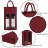 Shintop Double Wine Bag with Window, Felt Wine Carrier Tote with Handle Reusable Bottle Gift Bag for Party Favors Travel, Camping(1pc, Red) view 3