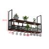 LUNEZY Wall Mounted Wine Rack with Glass Holder (with Spotlights) | Ceiling Hanging Wine Holder Metal Wooden | Wine Bottle Holder | Suspended Wine Glass Holder (Black) view 2