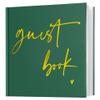 Calculs Wedding Guest Book 8.5" Square for Polaroid Pictures Event Party Guestbook Shower Picture Book Blank Pages Registry, Green Cover, Gold Foiled Script view 1