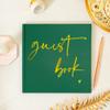 Calculs Wedding Guest Book 8.5" Square for Polaroid Pictures Event Party Guestbook Shower Picture Book Blank Pages Registry, Green Cover, Gold Foiled Script view 3