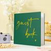Calculs Wedding Guest Book 8.5" Square for Polaroid Pictures Event Party Guestbook Shower Picture Book Blank Pages Registry, Green Cover, Gold Foiled Script view 4