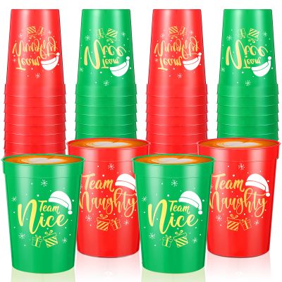 Youyole 60 Pcs Reusable 16 oz Plastic Tumblers - Christmas Stadium Cups, Dishwasher Safe, Ideal for Christmas Party Supplies (Classic)
