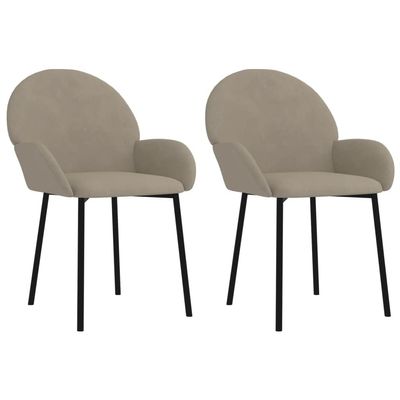 vidaXL Dining Chairs in Light Gray Velvet - Elegant, Modern Design, Comfortable Foam Filling, for Living Room, Dining Room, and More - Set of 2