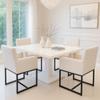 HNY Mid Century Modern Upholstered Dining Chairs with Arms Set of 4, Linen Accent with Black Finish Metal Frame, 19'' Wide for Living Room Kitchen Bedroom, Cream, Cream-linen-black Frame view 1