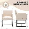 HNY Mid Century Modern Upholstered Dining Chairs with Arms Set of 4, Linen Accent with Black Finish Metal Frame, 19'' Wide for Living Room Kitchen Bedroom, Cream, Cream-linen-black Frame view 2