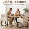 HNY Mid Century Modern Upholstered Dining Chairs with Arms Set of 4, Linen Accent with Black Finish Metal Frame, 19'' Wide for Living Room Kitchen Bedroom, Cream, Cream-linen-black Frame view 3