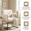 HNY Mid Century Modern Upholstered Dining Chairs with Arms Set of 4, Linen Accent with Black Finish Metal Frame, 19'' Wide for Living Room Kitchen Bedroom, Cream, Cream-linen-black Frame view 4