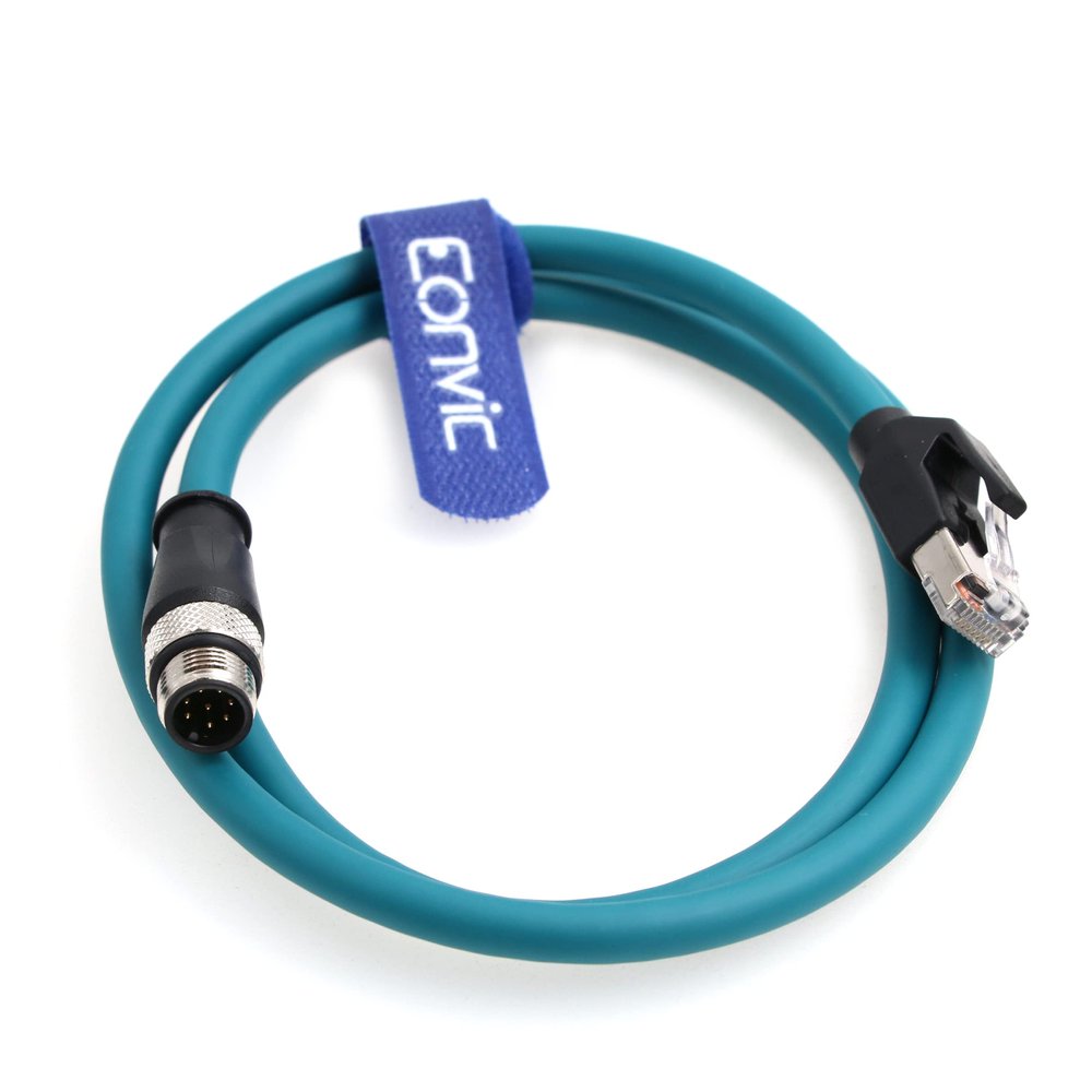 Eonvic M12 8 Pin A-Coded Male to RJ45 Industrial Sensor Cable Shielded High Flex Cable for Industrial Sensor, PLC, Automation Equipment (1M, Blue)