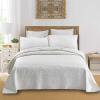 XXRBB Quilted Bedspread Embossed Coverlet with 2 Pillow Shams, Solid Color Cotton Bed Cover Set,White,Double 230x250cm view 2