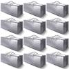 VELVETSURE 12 Pack Heavy Duty Extra Large Moving Bags W/Backpack Straps - Strong Handles & Zippers, Storage Totes For Space Saving, Fold Flat, Alternative to Moving Box and Storage Bin, Silver view 1
