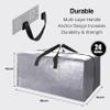 VELVETSURE 12 Pack Heavy Duty Extra Large Moving Bags W/Backpack Straps - Strong Handles & Zippers, Storage Totes For Space Saving, Fold Flat, Alternative to Moving Box and Storage Bin, Silver view 2