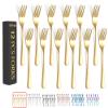 12 Pieces Gold Salad Forks Set, Stainless Steel Flatware Utensils, Home & Kitchen Metal Cutlery Set, Heavy Duty Silverware Small Forks 6.8 Inch, New Appartment Essential Tableware view 1