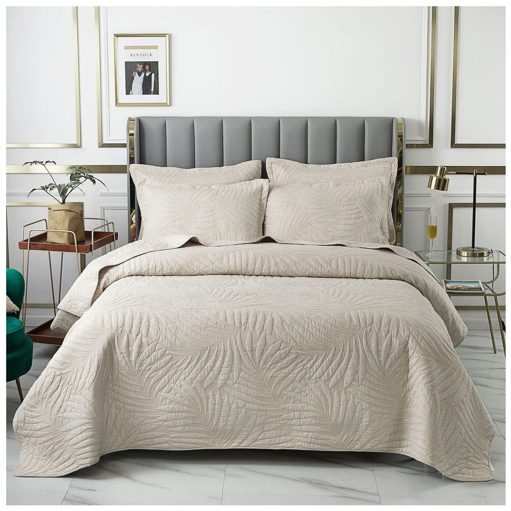 3 Piece Queen/King Size Quilt Set with Pillow Shams, Soft Lightweight Reversible Bedspread/Coverlet/BedCover, Luxury Fade Resistance Coverlets for All Season,G,King(98"106"