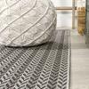 JONATHAN Y Concentric Squares Indoor Outdoor Runner Rug 2X8 Black/Light Gray, Chevron Modern for Backyard, Patio, Porch, Easy-Cleaning, High Traffic, Pet-Friendly, Non-Shedding (SMB206B-28) view 4