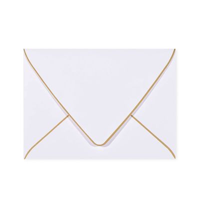 A6 White Envelopes 4 x 6 With Gold Border,- 50 Pack, Quick Self Seal, For 4x6 Cards| Perfect for Weddings, Invitations, Photos, Graduation, Baby Shower| 250GSM Luxury paper|5.25 x 7.25 Inches (White)