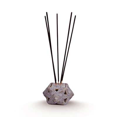 IYB-Marble Soapstone Incense Stick Holder | Agarbatti Stand | Candle Burner | Tea Light Holder. Perfect Handmade Leaf Carving Home Decor.